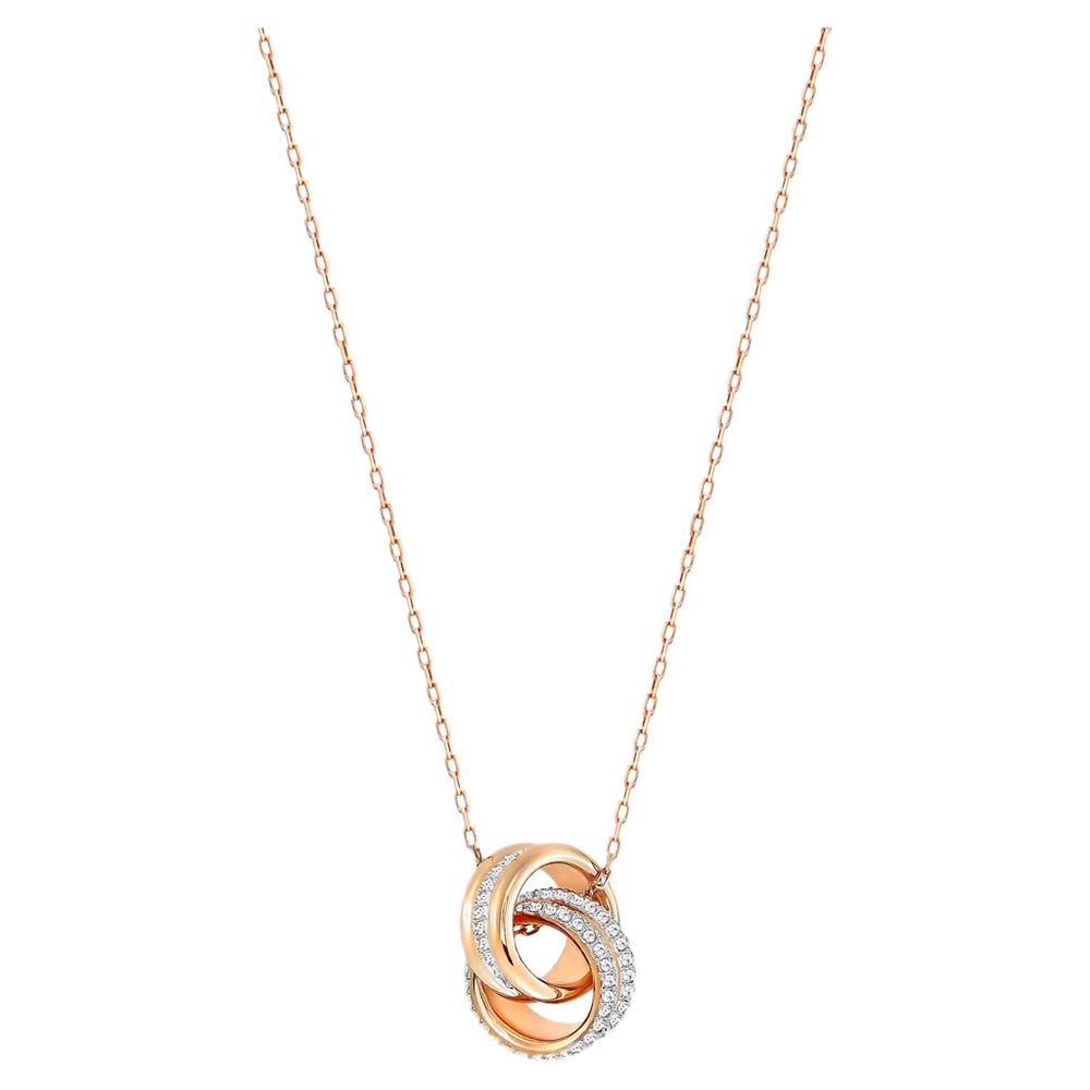 New Swarovski Further pendant Pavé,Intertwined circles, Rose gold Plated 5240525